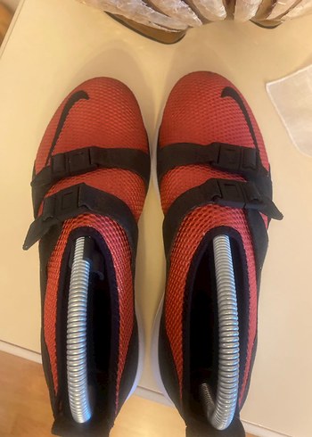 Kırmızı Kadın Spor Ayakkabı, Cırt Cırtlı, Blok Topuk - Görsel 5