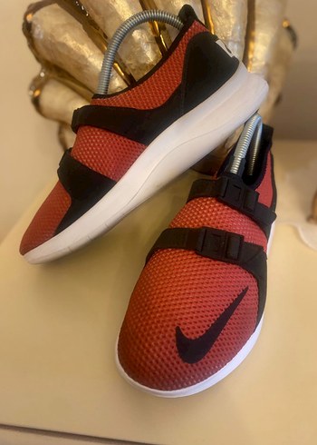 Kırmızı Kadın Spor Ayakkabı, Cırt Cırtlı, Blok Topuk - Görsel 4