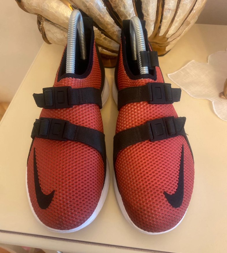 Kırmızı Kadın Spor Ayakkabı, Cırt Cırtlı, Blok Topuk - Görsel 2