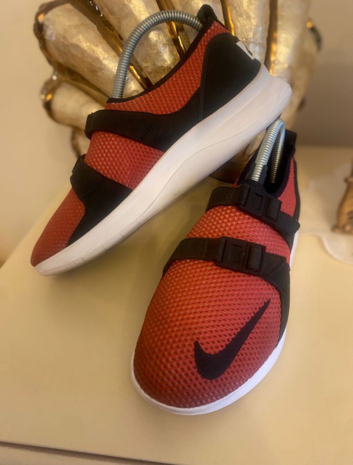 Kırmızı Kadın Spor Ayakkabı, Cırt Cırtlı, Blok Topuk - Görsel 4