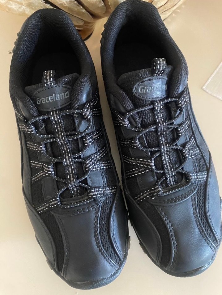 Siyah Dolgu Topuklu Bağcıklı Kadın Spor Ayakkabı - Görsel 2