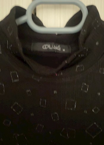 Kısa Kollu Siyah Yüksek Yakalı Kadın bluz - Görsel 2