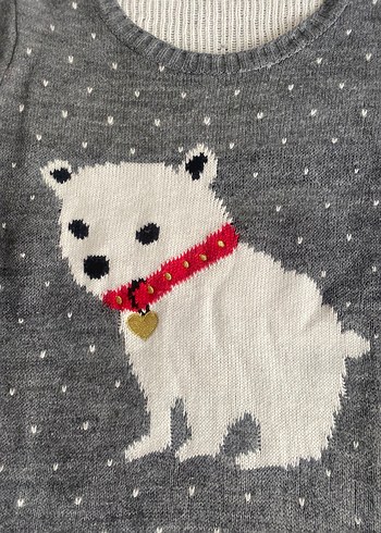 Gri Nakışlı çocuk Triko Kazak - Görsel 4