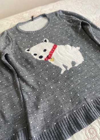 Gri Nakışlı çocuk Triko Kazak - Görsel 3