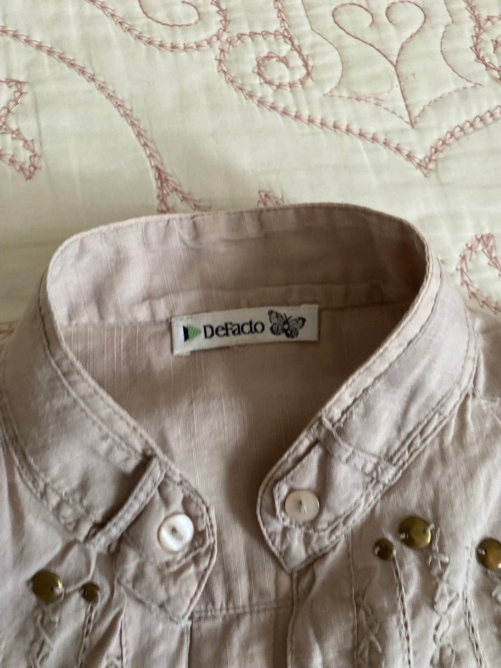 Düğmeli Bej Keten Midi Kadın Gömlek - Görsel 3