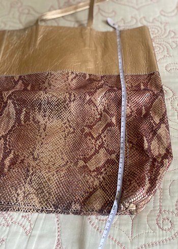 Parlak Kahverengi Deri Yılan Desenli Kadın Çanta - Görsel 10