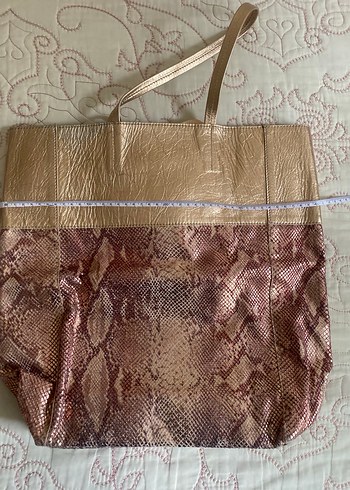 Parlak Kahverengi Deri Yılan Desenli Kadın Çanta - Görsel 9