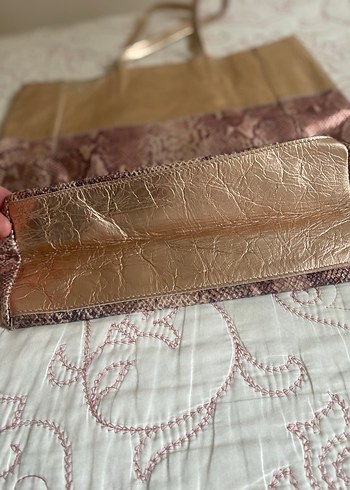 Parlak Kahverengi Deri Yılan Desenli Kadın Çanta - Görsel 8