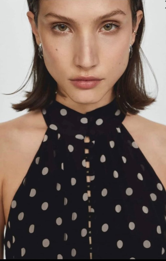 Puantiye Desenli Siyah Uzun Piliseli Elbise - Görsel 4