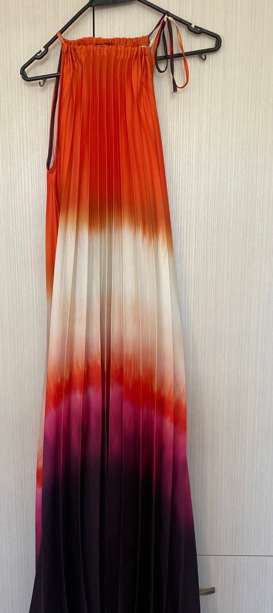 Kadın Çok Renkli Pilili Uzun Elbise - Görsel 2