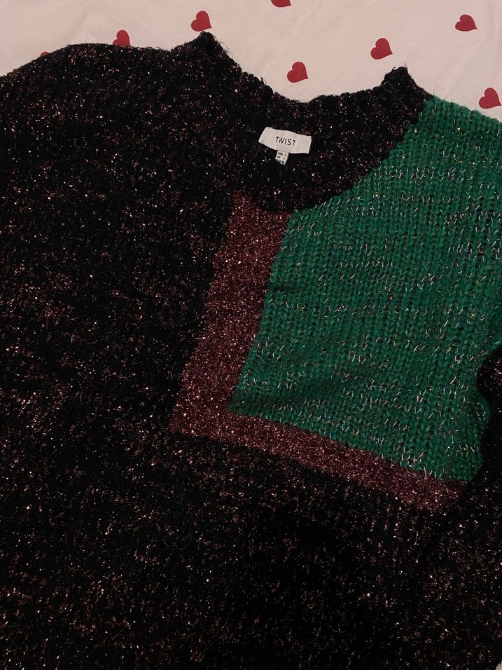 Bohem Çok Renkli Oversize Triko Kazak - Görsel 4