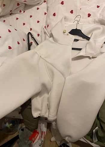 Beyaz Fermuarlı Kadın Ceket - Görsel 3