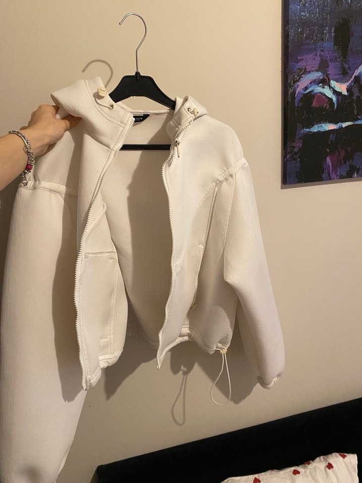 Beyaz Fermuarlı Kadın Ceket - Görsel 5