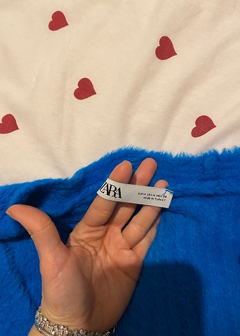 Mavi V Yaka Transparan Triko Midi Kazak - Görsel 2