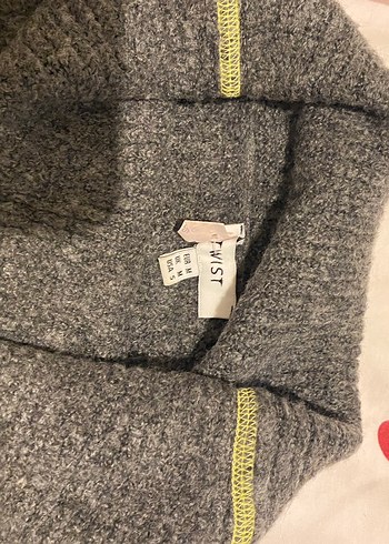 Twist Gri Yün Boğazlı Kadın Kazak - Görsel 3