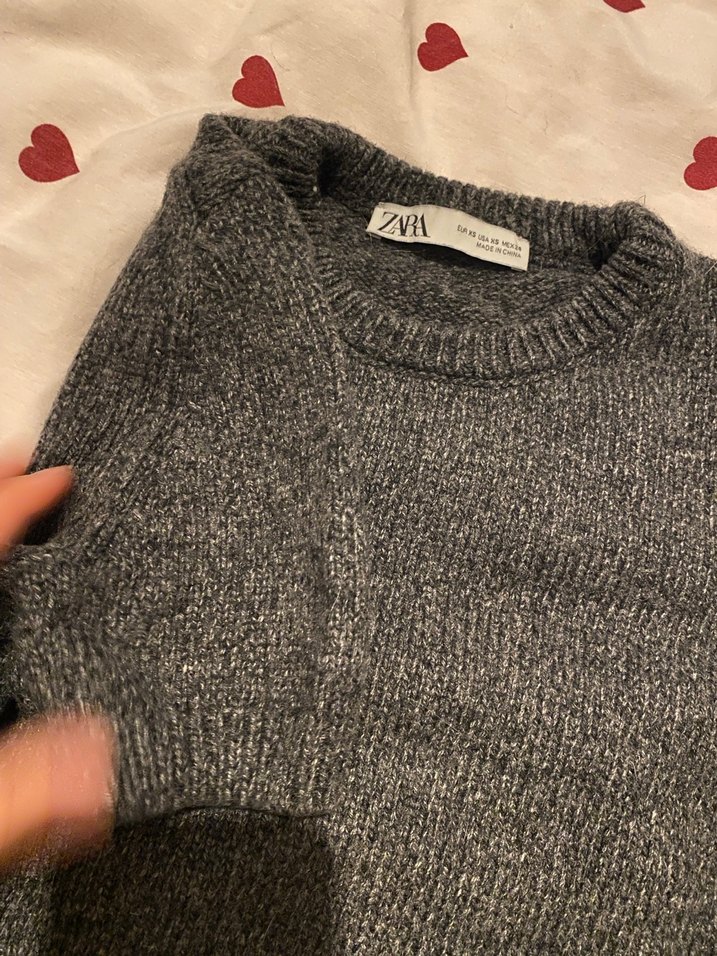 Gri Kısa Kollu Örgü Kadın Kazak - Görsel 3