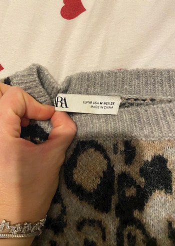 Gri Leopar Desenli Uzun Kollu Triko Kazak - Görsel 5