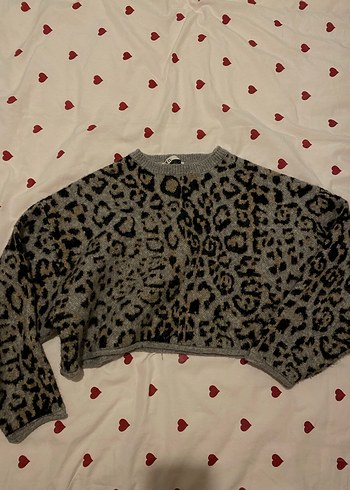 Gri Leopar Desenli Uzun Kollu Triko Kazak - Görsel 4
