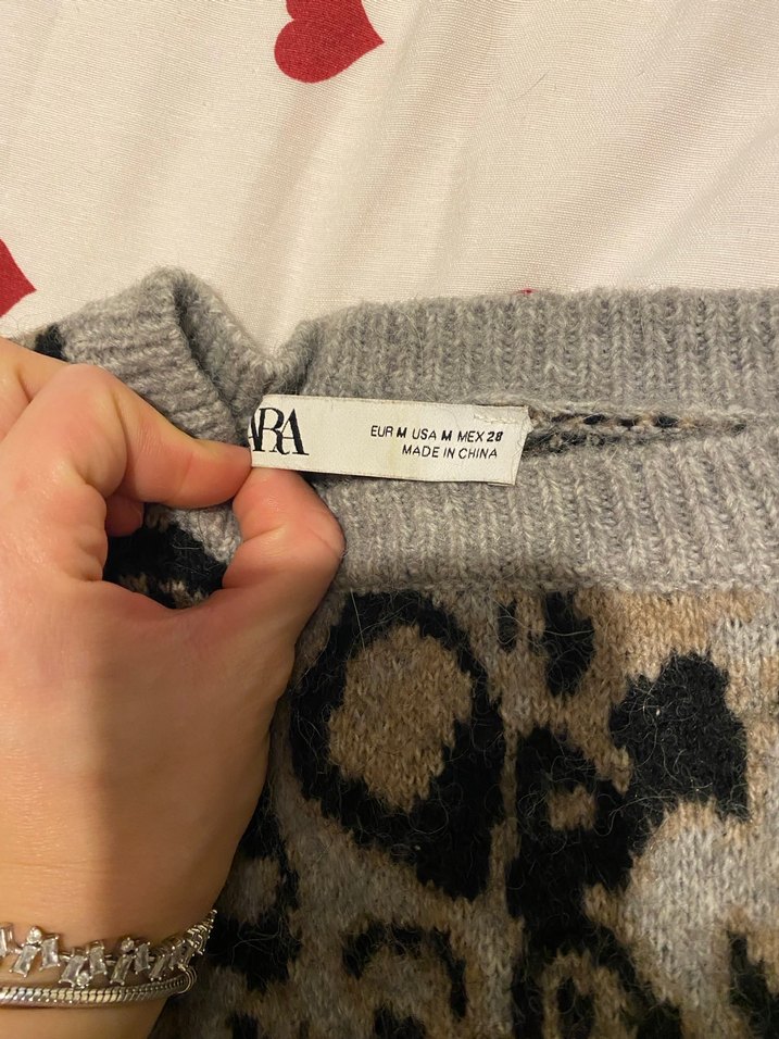 Gri Leopar Desenli Uzun Kollu Triko Kazak - Görsel 5