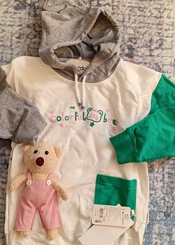 Diğer Kız Çocuk Renkli Baskılı Kapüşonlu Oyuncakli Sweatshirt