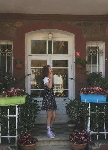 34 Beden Çiçekli Mini Elbise