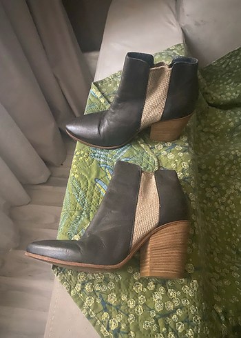 Gri  Mavi Deri Kadın Topuklu Bot 38 - Görsel 6