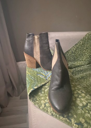 Gri  Mavi Deri Kadın Topuklu Bot 38 - Görsel 5