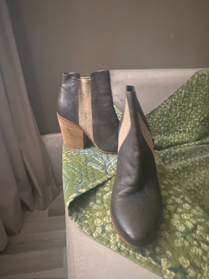 Gri  Mavi Deri Kadın Topuklu Bot 38 - Görsel 5