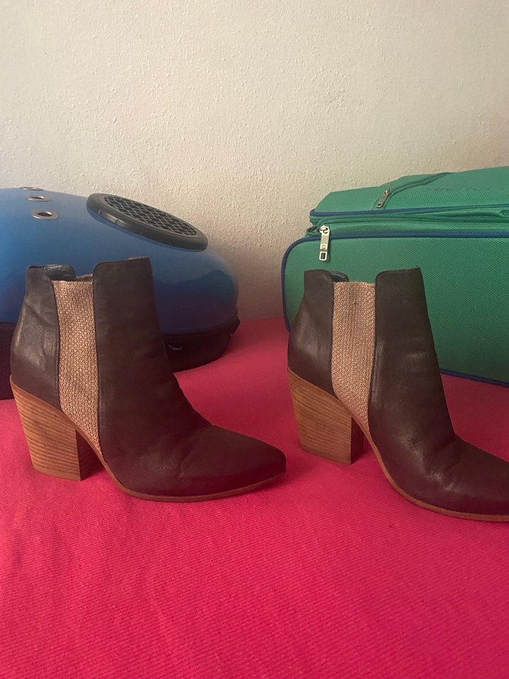 Gri  Mavi Deri Kadın Topuklu Bot 38 - Görsel 4