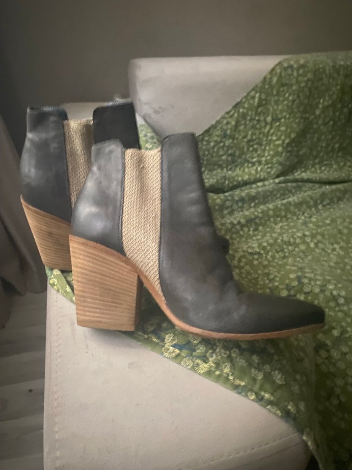 Gri  Mavi Deri Kadın Topuklu Bot 38 - Görsel 2