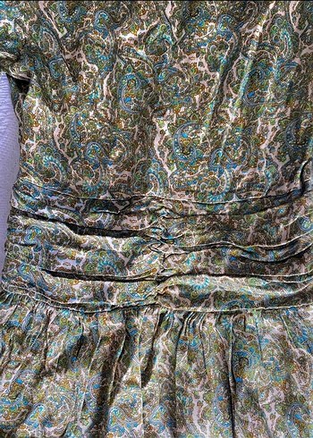 Yeşil Parlak V Yaka Uzun Kollu Mini Elbise - Görsel 5