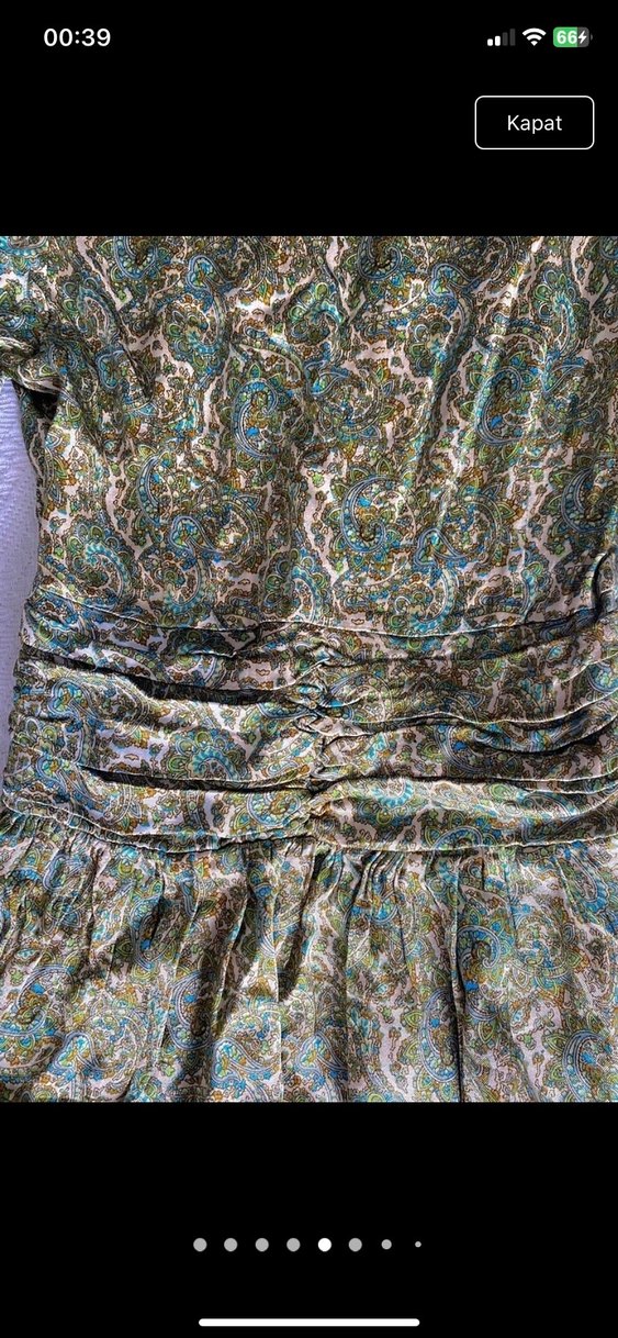 Yeşil Parlak V Yaka Uzun Kollu Mini Elbise - Görsel 5