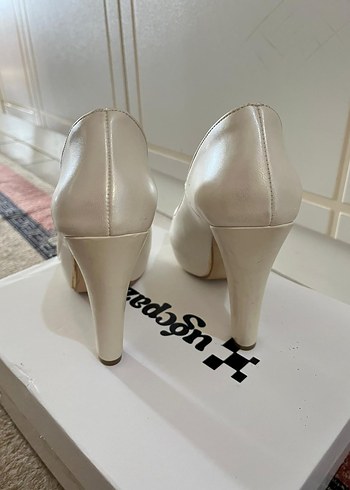 Beyaz Platform Topuklu Kadın Abiye Ayakkabı gelin ayakkabı - Görsel 5