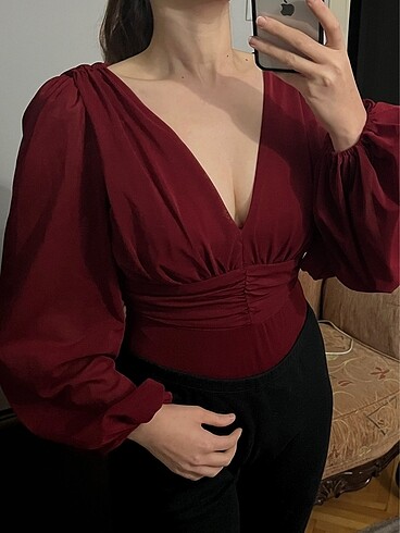 Cherry Balon kol şık şifon bodysuit korse gotik lolita