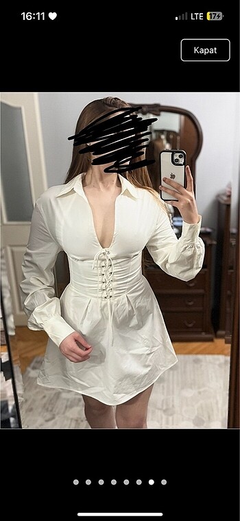 Bershka kısa elbise korseli sıfır yakalı gotik lolita y2k - Görsel 7