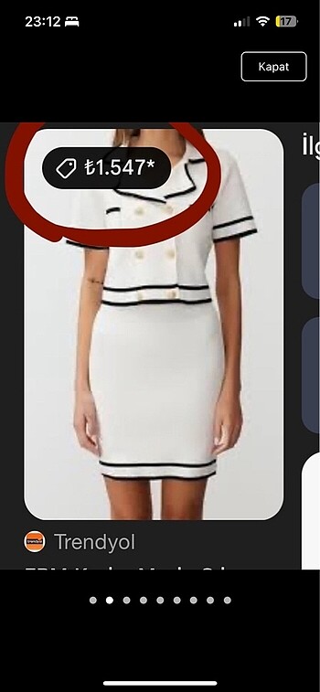 Trendyol & Milla Kısa kol üst etek alt triko ikili takım