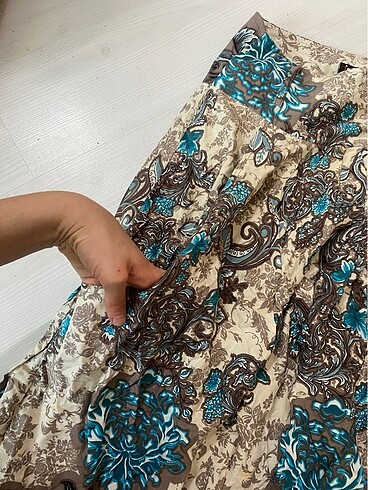 l Beden Etek vintage gotik retro işleme motifli çiçekli keten yazlık