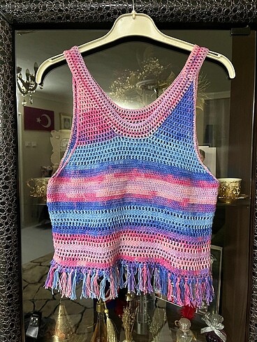 Delikli renkli üst salaş oversize etnik otantik vintage el emeği