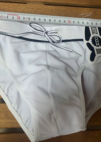 Bağcıklı Beyaz Erkek Yüzme Şortu - Görsel 2