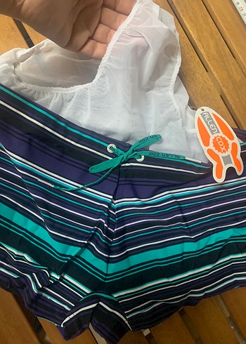 Erkek Lacivert Çizgili Mini şort Mayo - Görsel 4