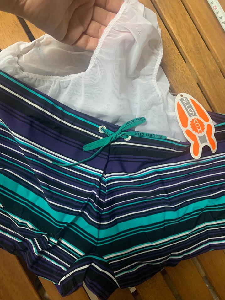 Erkek Lacivert Çizgili Mini şort Mayo - Görsel 4