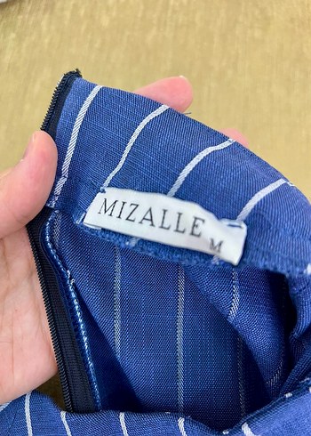 Çizgili Kemerli Uzun Kollu Mavi Tunik-Elbise - Görsel 3