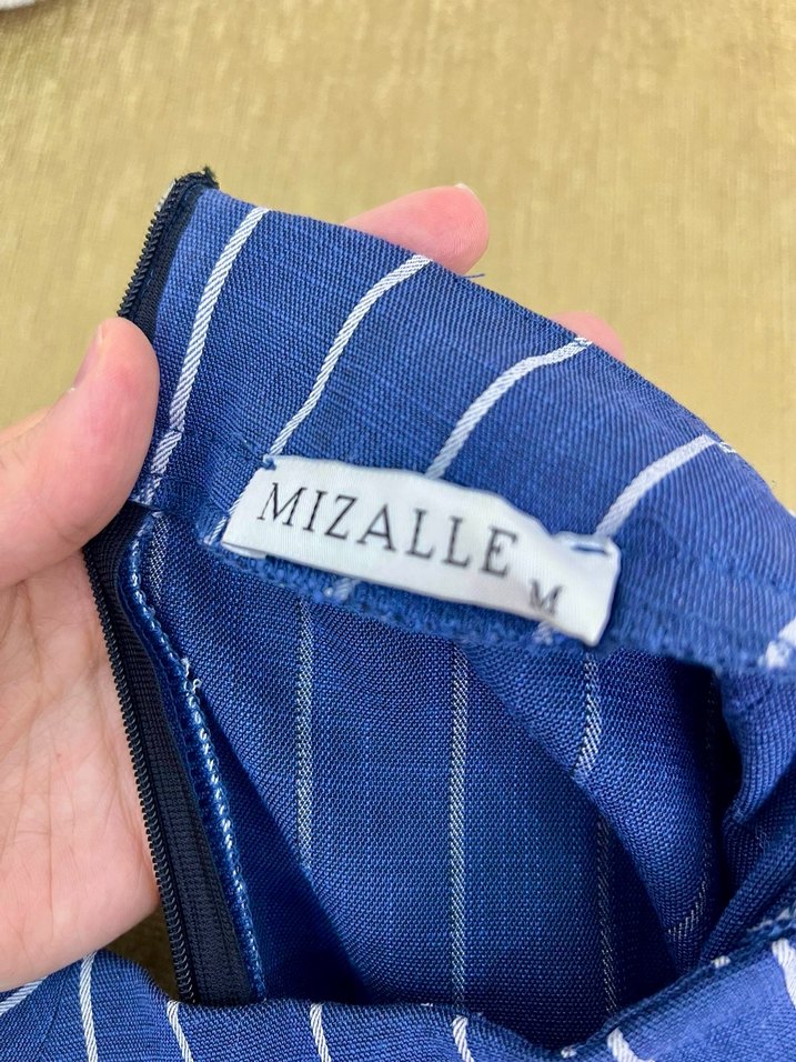 Çizgili Kemerli Uzun Kollu Mavi Tunik-Elbise - Görsel 3