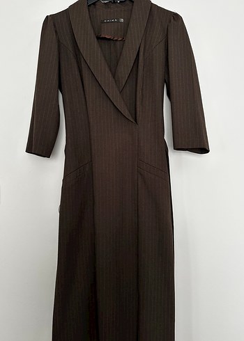 Chima Kahverengi Uzun Kadın Ceket Elbise - Görsel 2