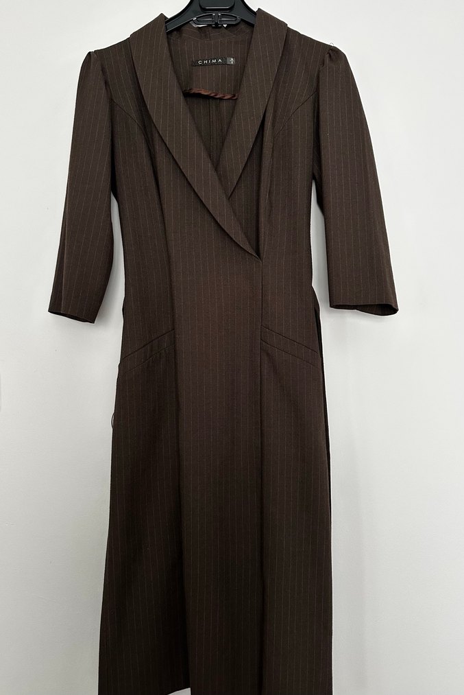 Chima Kahverengi Uzun Kadın Ceket Elbise - Görsel 2