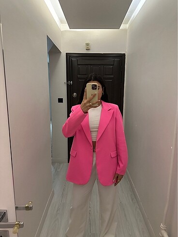 Quzu Quzu neon pembe blazer