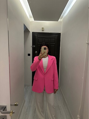 38 Beden pembe Renk Quzu neon pembe blazer