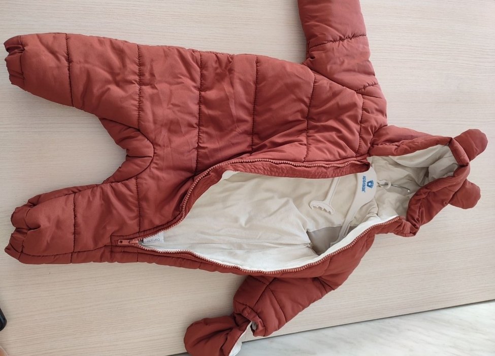 Kahverengi Fermuarlı Bebek Kız Tulumu 6-9 ay - Görsel 3