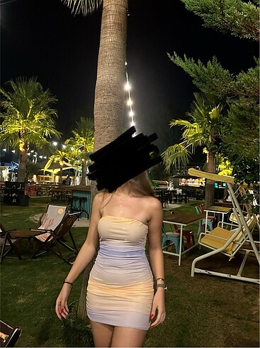 Zara muadili straplez elbise