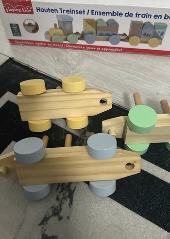 Renkli Ahşap Tren Seti - Görsel 6